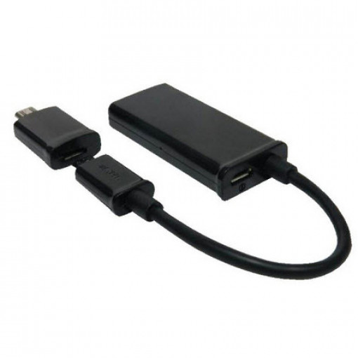 VSLUQB/HDMI.018MHL; Vads USB mikro B 5pin / HDMI ligzda un adapters uz USB mkB 11pin 0.18m MHL