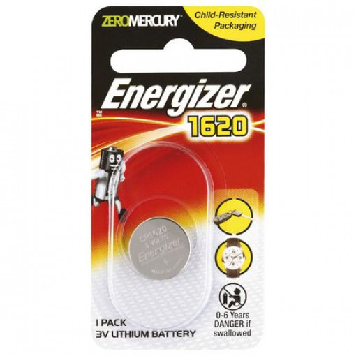 632315 CR1620; Battery: lithium; 3V; CR1620,coin; Batt.no: 1; Ø16x2mm; 79mAh; ENERGIZER