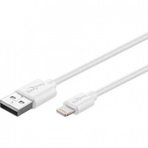43597; Cable; USB 2.0; USB A plug,Apple Lightning plug; 2m; white; Goobay