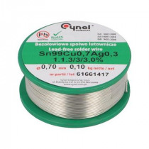 ; Soldering wire; Sn99Ag0,3Cu0,7; 700um; 100g; lead free; 216÷227°C; CYNEL