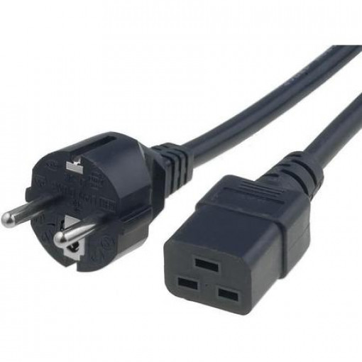 ; Cable; CEE 7/7 (E/F) plug,IEC C19 female; 3m; black; PVC; 16A; LIAN DUNG