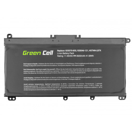HP145 : Green Cell Battery for HP Pavilion 14 15 15T 15Z 17 17Z / 11,55V 3600mAh; Green Cell