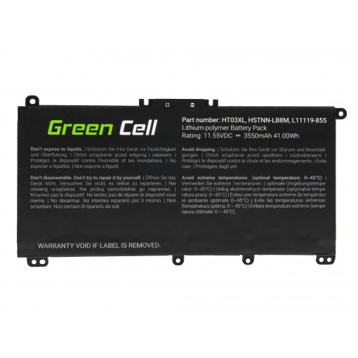 HP163 : Bateria Green Cell HT03XL do HP 240 G7 245 G7 250 G7 255 G7, HP 14 15 17, HP Pavilion 14 15; Green Cell
