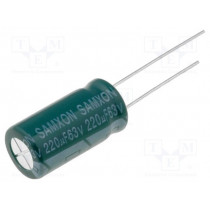 GF 220U/63V; Capacitor: electrolytic; low impedance; THT; 220uF; 63VDC; ±20%; SAMXON GF 220U/63V; Capacitor: electrolytic; low impedance; THT; 220uF; 63VDC; ±20%; SAMXON
