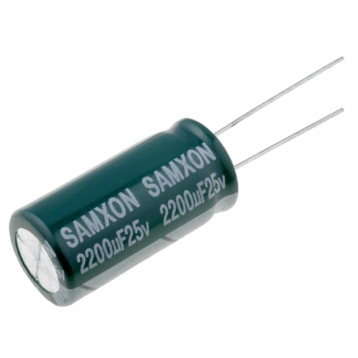 ; Capacitor: electrolytic; low impedance; THT; 2200uF; 25VDC; ±20%; SAMXON ; Capacitor: electrolytic; low impedance; THT; 2200uF; 25VDC; ±20%; SAMXON