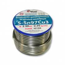 ALV3.025; Lodalva Sn97Cu3, w/o flux 3.0mm, 250gr vara cauruļu lodēšanai, Cynel