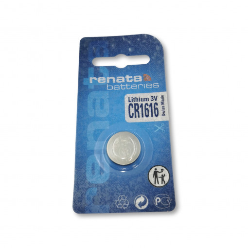 BATT.1616.D; CR1616 3.0V Litija baterija Renata, diametrs 16mm, biezums 16 mm, 50mAh BATT.1616.D; CR1616 3.0V Litija baterija Renata, diametrs 16mm, biezums 16 mm, 50mAh