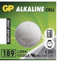 189-U10; Battery: alkaline; 1.5V; LR1130,LR54,coin; Batt.no: 10; Ø11.6x3mm; GP 189-U10; Battery: alkaline; 1.5V; LR1130,LR54,coin; Batt.no: 10; Ø11.6x3mm; GP