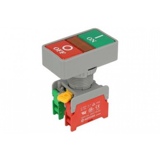 DPB-22-1O/C; Switch: double; Stabl.pos: 1; NC + NO; 3A/230VAC; 22mm; green/red; AUSPICIOUS DPB-22-1O/C; Switch: double; Stabl.pos: 1; NC + NO; 3A/230VAC; 22mm; green/red; AUSPICIOUS