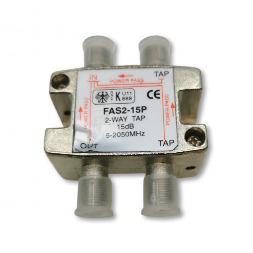 FA2.15.DCALL; 2-WAY TAP OFF 15dB 2050MHz DC ALL PORTS FA2.15.DCALL; 2-WAY TAP OFF 15dB 2050MHz DC ALL PORTS