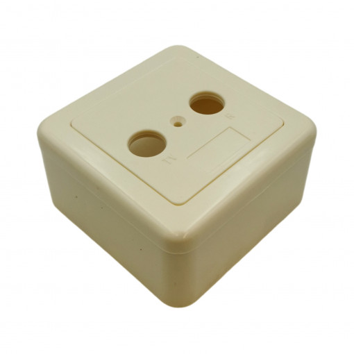 FDVB2.WH; TV-SAT 2 caur. rozetes dekoratīvais vāciņš un virsapmetuma kārba, balta