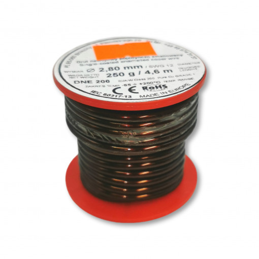 TVE2.80-250GS; Emaljēts vara vads 2.80mm/SWG12 250g/4.6m TVE2.80-250GS; Emaljēts vara vads 2.80mm/SWG12 250g/4.6m