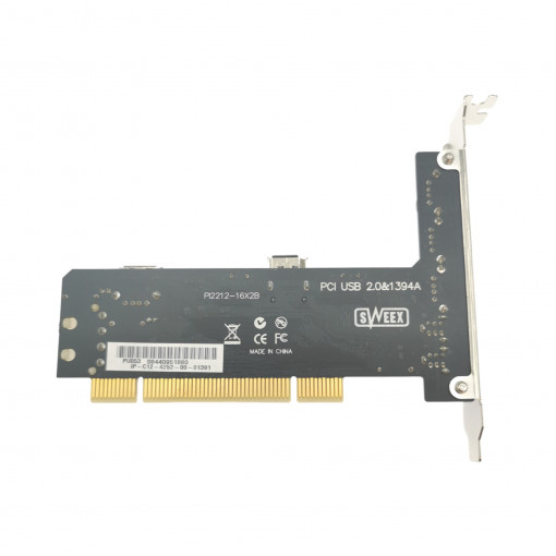 USBCARD4+FW3.PU053; PCI USB 2.0 karte 3ār.+1iek. un Firewire 2ār.+1iek. porti SWEEX PU053