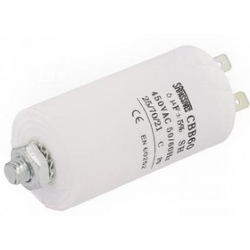 CBB60E-6/450; Capacitor: motors, run; 6uF; 450V; Ø35x65mm; -25÷70°C; ±5%; 3000h; SR PASSIVES