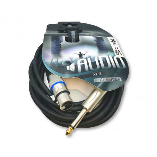 VSL6S/XLR3.3.PRO; Vads 6.35mm mono spraudnis uz XLR3 ligzdu 3m HQ Power