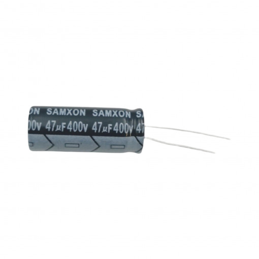 KM 47U/400V; Capacitor: electrolytic; THT; 47uF; 400VDC; Ø12.5x30mm; Pitch: 5mm; SAMXON