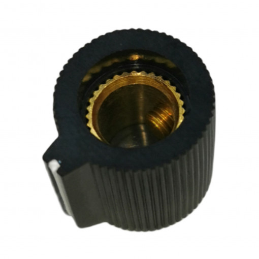 KK-11; Knob; with pointer; plastic; Øshaft: 6.35mm; Ø13x15mm; black; SR PASSIVES