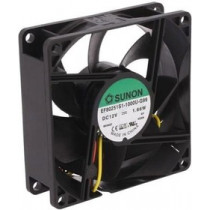 Ventilators SUNON EF80251S1-1000U-G99 Fan: DC; axial; 12VDC; 80x80x25mm; 69.29m3/h; 33dBA; slide bearing Ventilators SUNON EF80251S1-1000U-G99 Fan: DC; axial; 12VDC; 80x80x25mm; 69.29m3/h; 33dBA; slide bearing