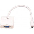 KONV.HDMIQ>VGA/3S.WH; Konvertors Mikro HDMI uz VGA un 3.5mm Audio ligzdu. 0.1m balts