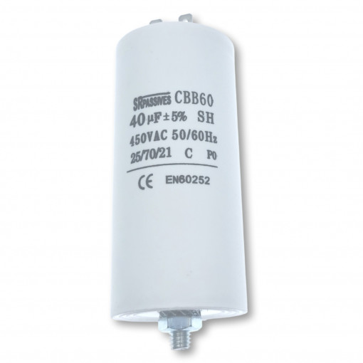 CBB60E-40/450; Capacitor: motors, run; 40uF; 450V; Ø50x106mm; -25÷70°C; ±5%; 3000h; SR PASSIVES