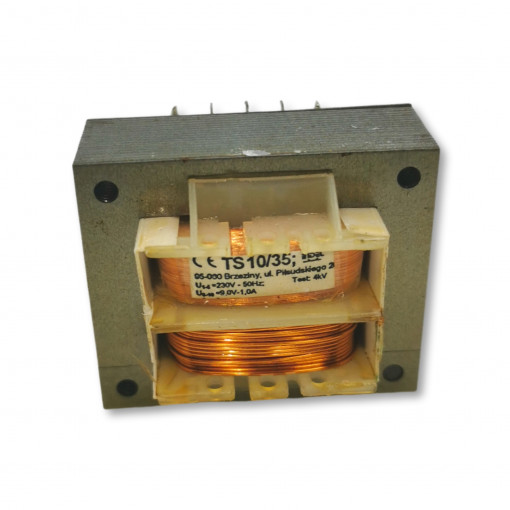 TS 10/35 TS - low power mains transformer Primary: 230V Secondary: 9V-1A Core: EI 54/18 D1 TS 10/35 TS - low power mains transformer Primary: 230V Secondary: 9V-1A Core: EI 54/18 D1