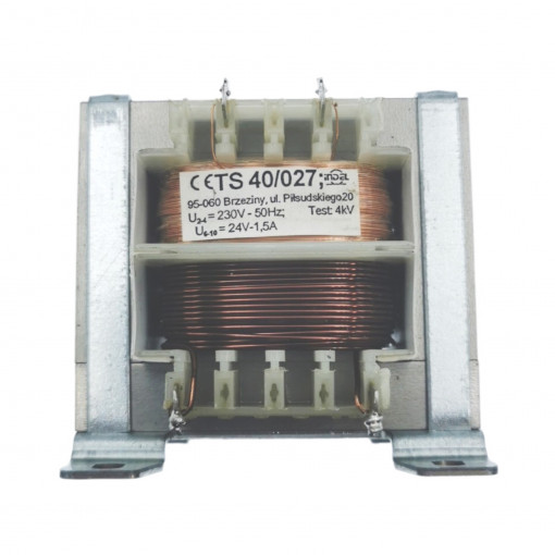 TS 40/027; Transformer: mains; 40VA; 230VAC; 24V; 1.5A; Leads: solder lugs; INDEL TS 40/027; Transformer: mains; 40VA; 230VAC; 24V; 1.5A; Leads: solder lugs; INDEL
