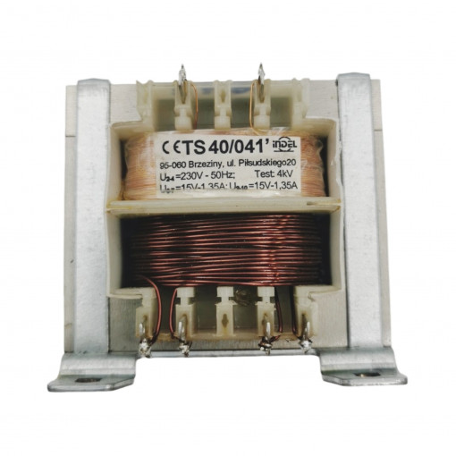 TS 40/041; Transformer: mains; 40VA; 230VAC; 15V; 15V; 1.35A; 1.35A; IP00; INDEL TS 40/041; Transformer: mains; 40VA; 230VAC; 15V; 15V; 1.35A; 1.35A; IP00; INDEL