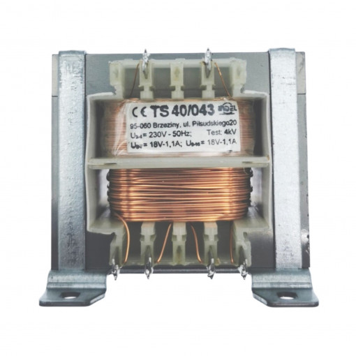 TS 40/043; Transformer: mains; 40VA; 230VAC; 18V; 18V; 1.1A; 1.1A; IP00; INDEL TS 40/043; Transformer: mains; 40VA; 230VAC; 18V; 18V; 1.1A; 1.1A; IP00; INDEL