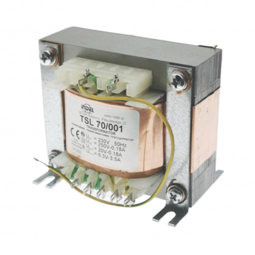 TSL 70/001; Transformer: mains; 230VAC; 250V; 20V; 6.3V; 0.18A; 0.18A; 3.5A; INDEL TSL 70/001; Transformer: mains; 230VAC; 250V; 20V; 6.3V; 0.18A; 0.18A; 3.5A; INDEL