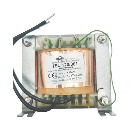 TSL 120/001; Transformer: mains; 230VAC; 330V; 6.3V; 0.25A; 5.5A; INDEL TSL 120/001; Transformer: mains; 230VAC; 330V; 6.3V; 0.25A; 5.5A; INDEL