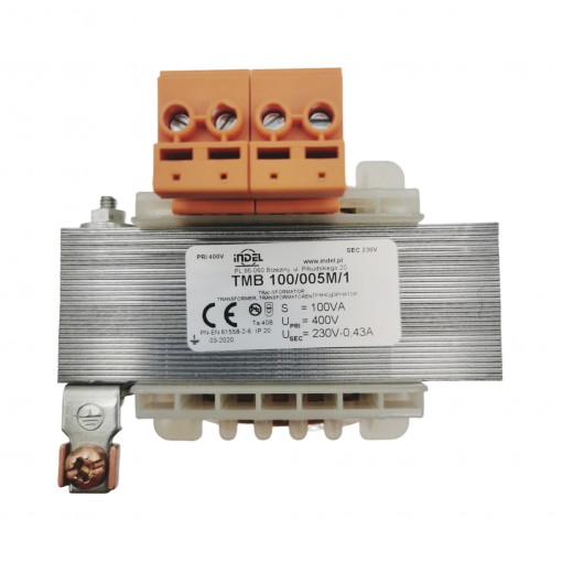 TMB 100/005M/1; Transformer: mains; 100VA; 400VAC; 230V; Leads: terminal block; INDEL TMB 100/005M/1; Transformer: mains; 100VA; 400VAC; 230V; Leads: terminal block; INDEL