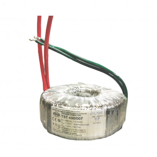 TST 450/007; Transformer: toroidal; 450VA; 230VAC; 24V; 18.75A; 4kg; Ø: 152mm; INDEL