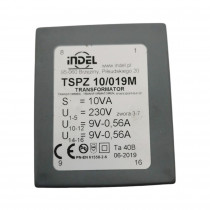 TSPZ10/019; Transformer: encapsulated; 10VA; 230VAC; 9V; 9V; 0.55A; 0.55A; IP00; INDEL TSPZ10/019; Transformer: encapsulated; 10VA; 230VAC; 9V; 9V; 0.55A; 0.55A; IP00; INDEL