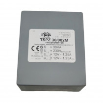 TSPZ30/002; Transformer: encapsulated; 30VA; 230VAC; 12V; 12V; 1.25A; 1.25A; INDEL TSPZ30/002; Transformer: encapsulated; 30VA; 230VAC; 12V; 12V; 1.25A; 1.25A; INDEL