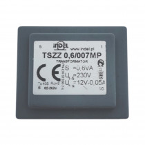 TSZZ0.6/007MP; Transformer: encapsulated; 0.6VA; 230VAC; 12V; 0.05A; Mounting: PCB; INDEL