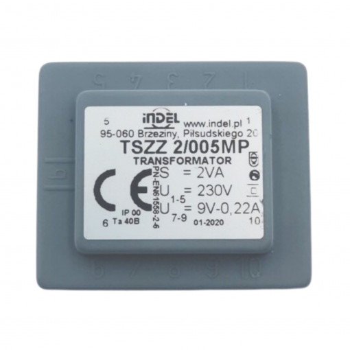TSZZ2/005MP; Transformer: encapsulated; 2VA; 230VAC; 9V; 0.22A; Mounting: PCB; INDEL