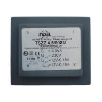 TSZZ4.5/008M; Transformer: encapsulated; 4.5VA; 230VAC; 12V; 12V; 0.18A; 0.18A; INDEL