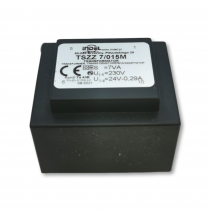 TSZZ7/015M; Transformer: encapsulated; 7VA; 230VAC; 24V; 0.29A; Mounting: PCB; INDEL