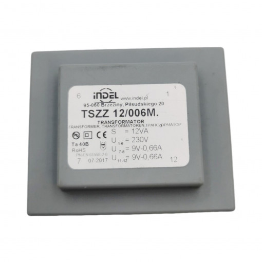TSZZ 12/006M TSZZ - mains transformers for printed circuit board, sealed and cased, reduced size Primary: 230V Secondary: 9V-0,66A, 9V-0,66A Core: EI 48/16,8 OB G1 TSZZ 12/006M TSZZ - mains transformers for printed circuit board, sealed and cased, reduced size Primary: 230V Secondary: 9V-0,66A, 9V-0,66A Core: EI 48/16,8 OB G1