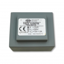 TSZZ12/007M; Transformer: encapsulated; 12VA; 230VAC; 12V; 1A; Mounting: PCB; INDEL