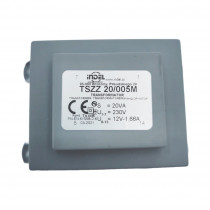 TSZZ20/005M; Transformer: encapsulated; 20VA; 230VAC; 12V; 1.66A; Mounting: PCB; INDEL