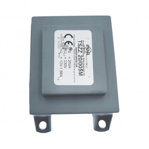 TSZZ20/005M; Transformer: encapsulated; 20VA; 230VAC; 12V; 1.66A; Mounting: PCB; INDEL