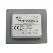 TSZZ30/006M/5; Transformer: encapsulated; 30VA; 230VAC; 12V; 12V; 1.25A; 1.25A; INDEL