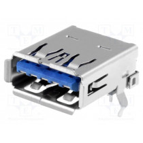 USBA3.L.SMD90; USB ligzda A tips lodējama platē 90°THT