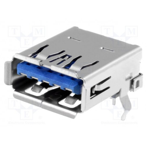 USBA3.L.SMD90; USB ligzda A tips lodējama platē 90°THT
