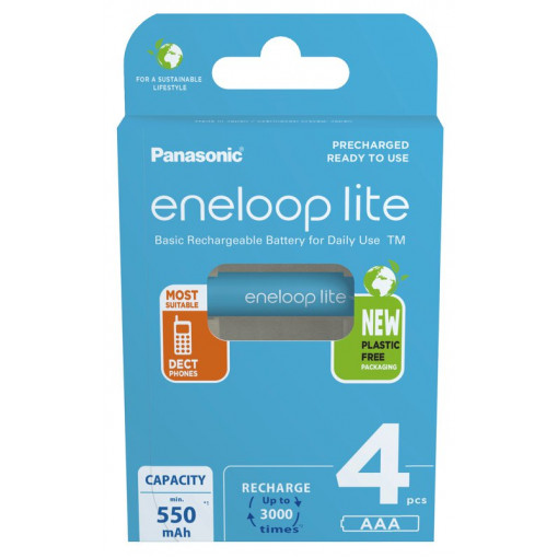 AKAAA. Rechargeable Panasonic Eneloop Lite R03 AAA 550mAh BK-4LCCE/4BE AKAAA. Rechargeable Panasonic Eneloop Lite R03 AAA 550mAh BK-4LCCE/4BE