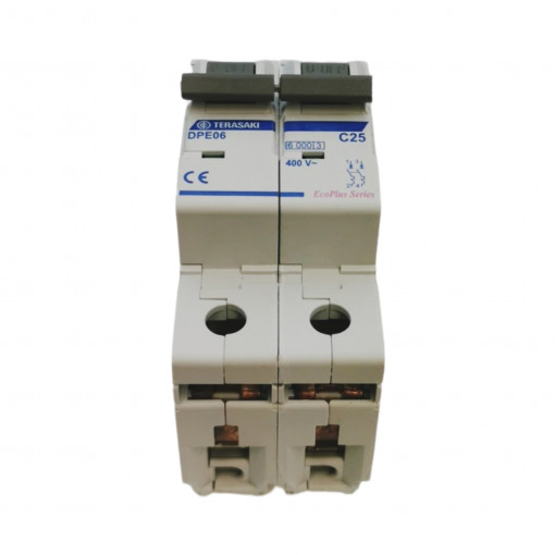 DPE06C20025 Circuit breaker; 230/400VAC; Inom: 25A; Poles: 2; DIN; Charact: TERASAKI DPE06 DPE06C20025 Circuit breaker; 230/400VAC; Inom: 25A; Poles: 2; DIN; Charact: TERASAKI DPE06