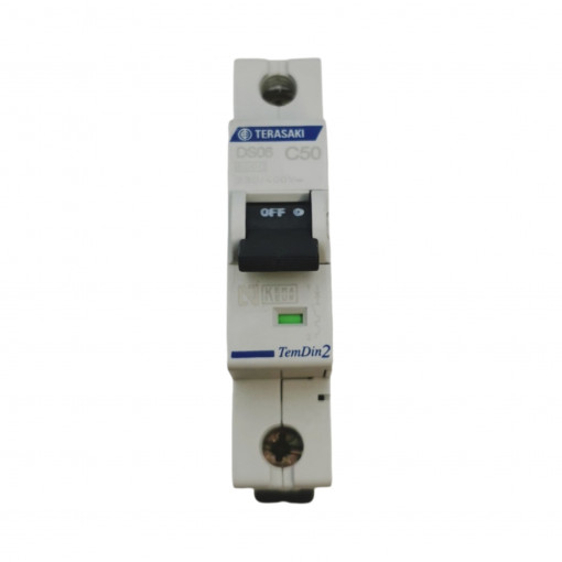 DS06C10050 Circuit breaker; 230/400VAC; Inom: 50A; Poles: 1; DIN; Charact: C TERASAKI DS06C10050 Circuit breaker; 230/400VAC; Inom: 50A; Poles: 1; DIN; Charact: C TERASAKI