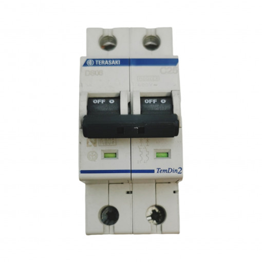 DS06C20025 Circuit breaker; 230/400VAC; Inom: 25A; Poles: 2; DIN; Charact: C TERASAKI DS06C20025 Circuit breaker; 230/400VAC; Inom: 25A; Poles: 2; DIN; Charact: C TERASAKI
