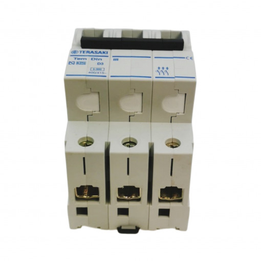 D06N30003 Circuit breaker; 230/400VAC; Inom: 3A; Poles: 3; DIN; Charact: D; 6kA TERASAKI